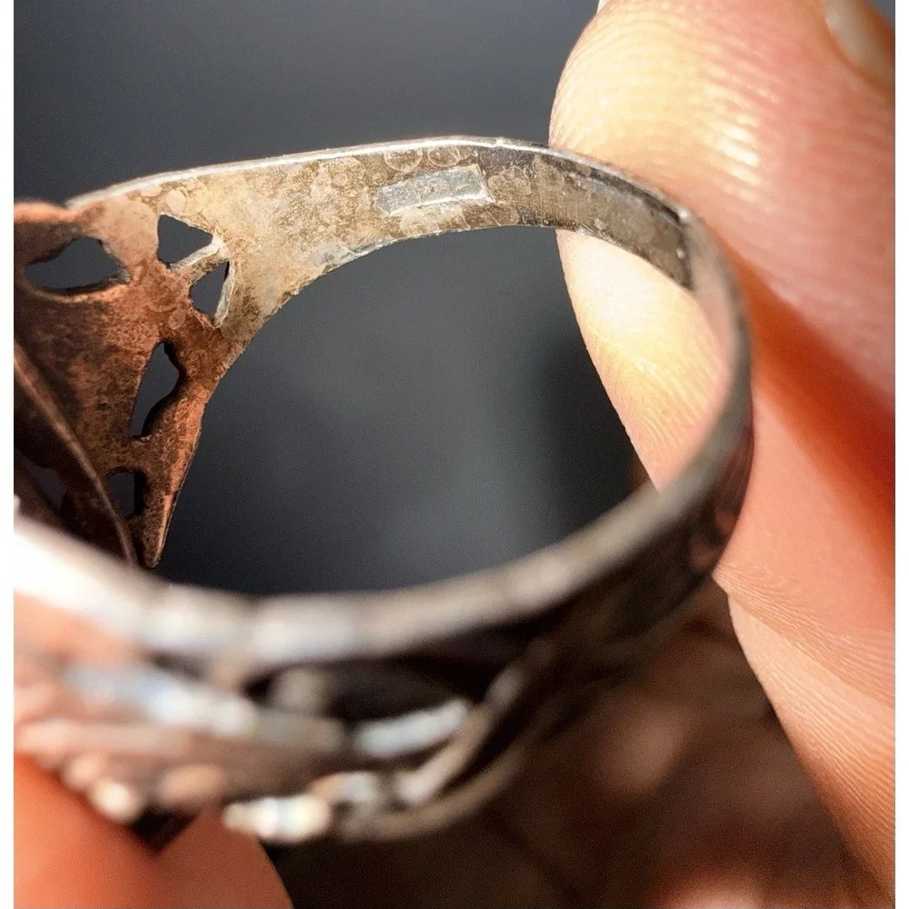 Sterling Silver Cartouche Ring with Hieroglyphics - Vintage - Size 8.5 - Picture 5 of 6